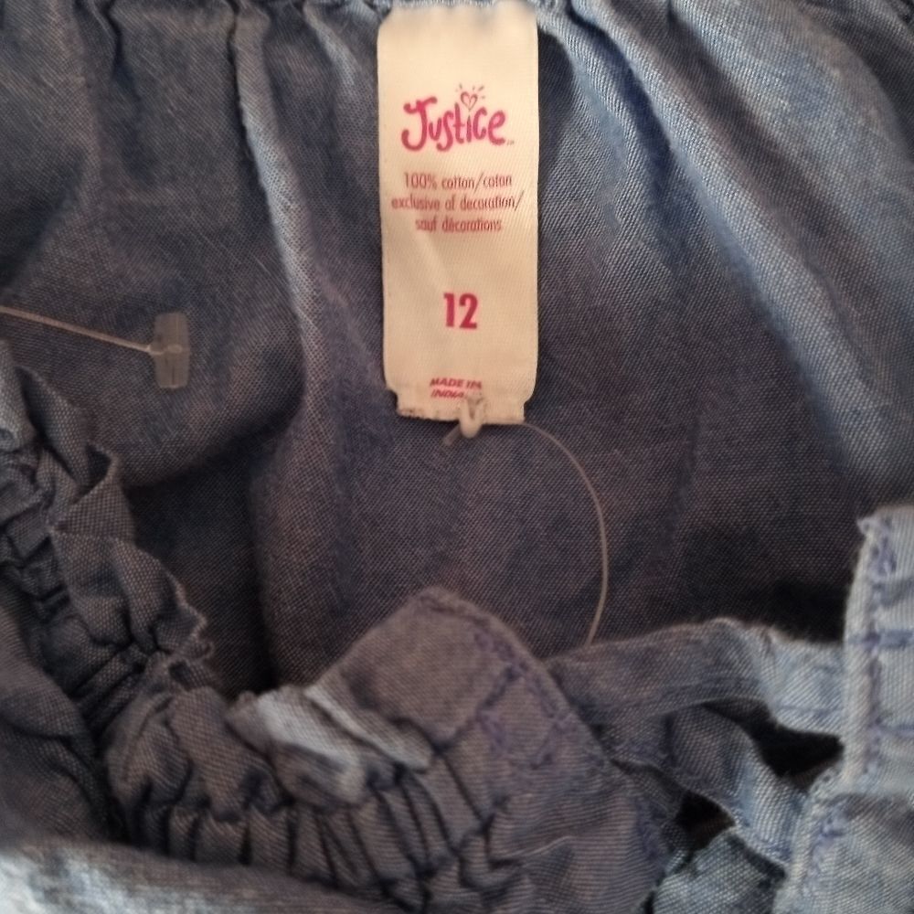 JUSTICE girl's blue embroidered top size 12 - Picture 4 of 5